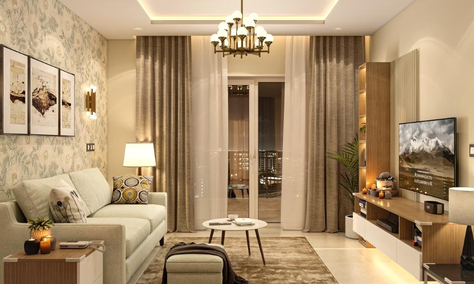 Warm modern living room interior by Aanish Interiors